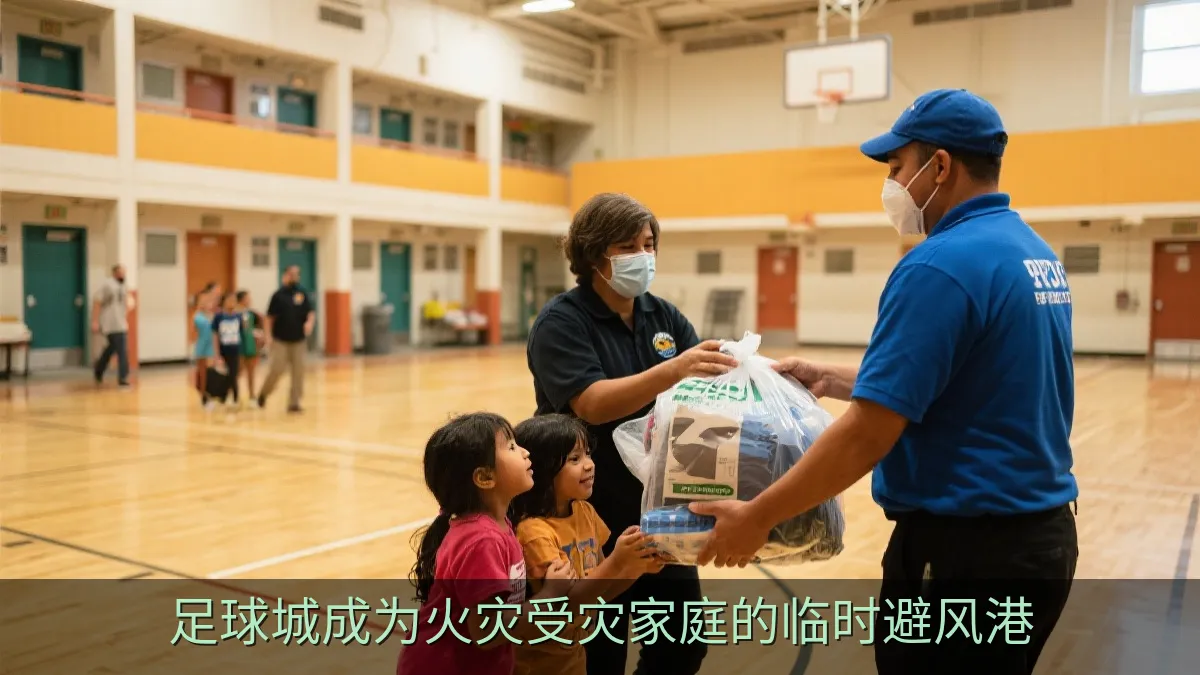 足球城成为火灾受灾家庭的临时避风港